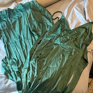 Elegant Green Satin Dress